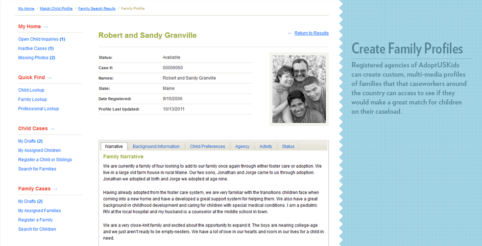 Creating Family Profiles AdoptUSKids